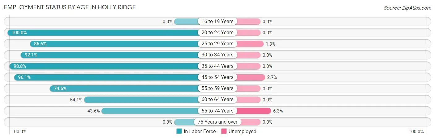 Employment Status by Age in Holly Ridge