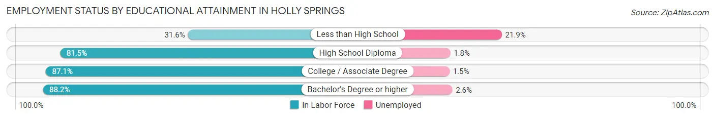 Employment Status by Educational Attainment in Holly Springs