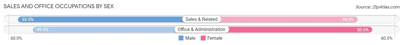 Sales and Office Occupations by Sex in Hudson