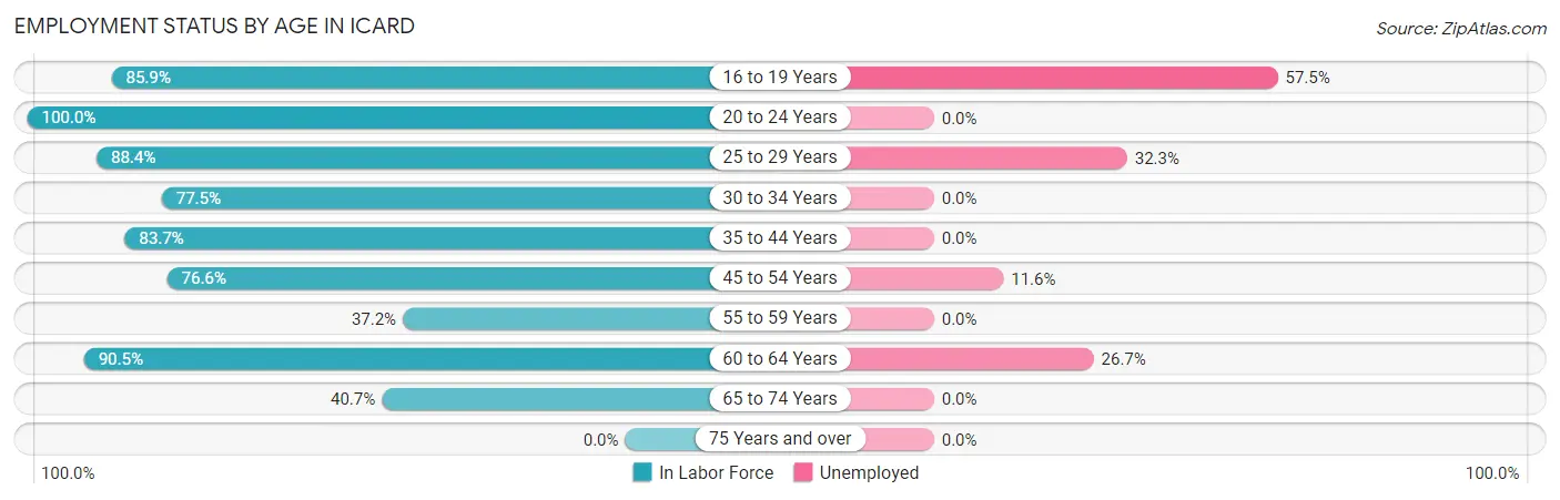 Employment Status by Age in Icard