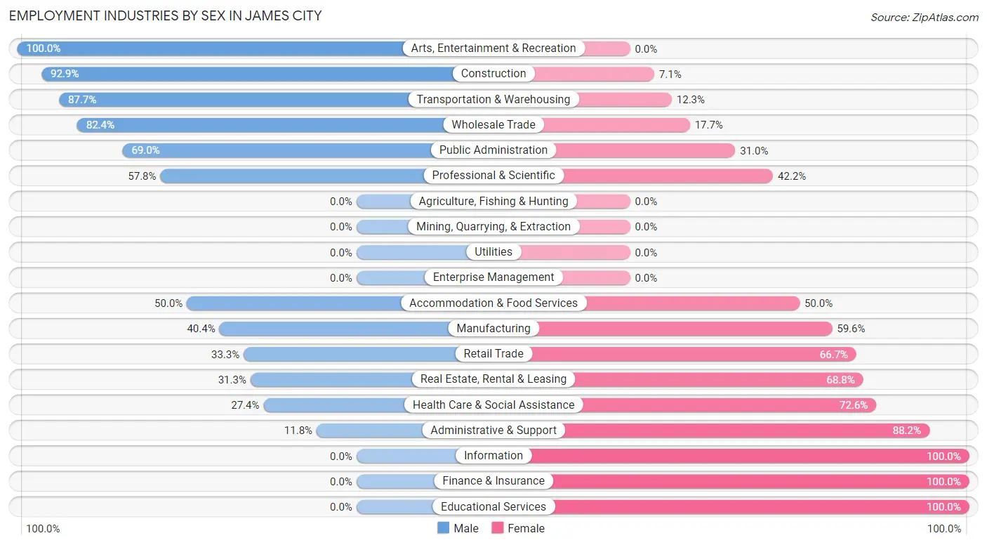 Employment Industries by Sex in James City