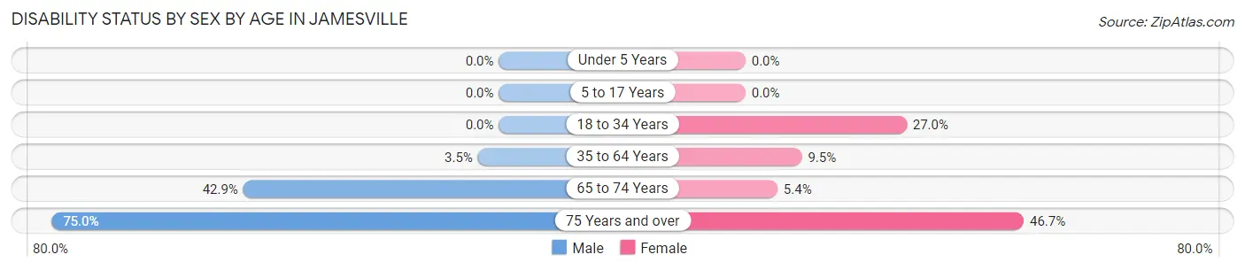 Disability Status by Sex by Age in Jamesville