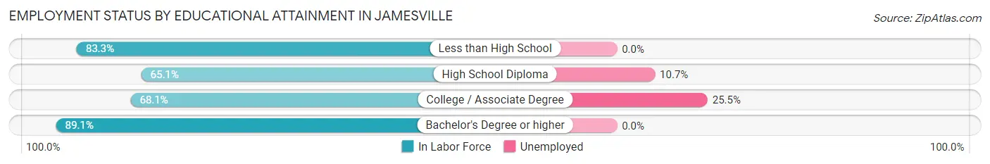 Employment Status by Educational Attainment in Jamesville