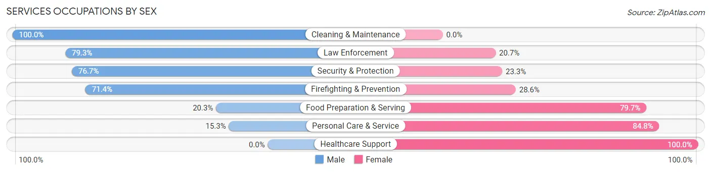 Services Occupations by Sex in Lake Park