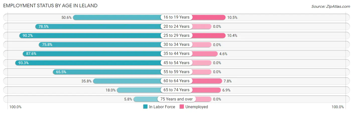 Employment Status by Age in Leland