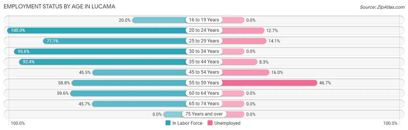 Employment Status by Age in Lucama