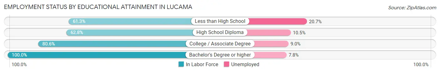 Employment Status by Educational Attainment in Lucama