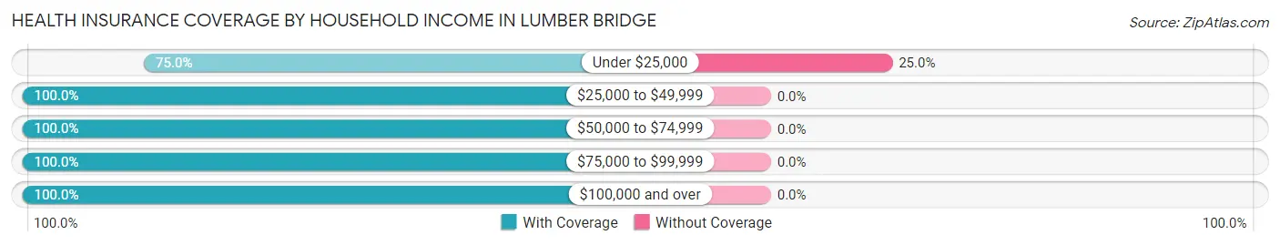 Health Insurance Coverage by Household Income in Lumber Bridge
