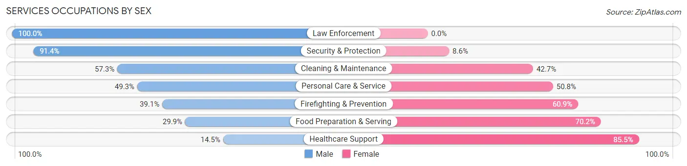 Services Occupations by Sex in Lumberton