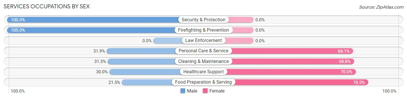 Services Occupations by Sex in Maggie Valley