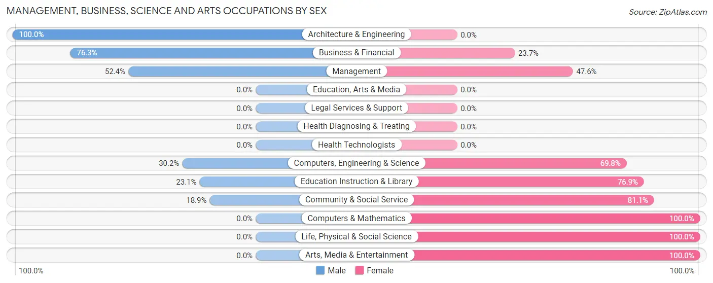 Management, Business, Science and Arts Occupations by Sex in Maiden