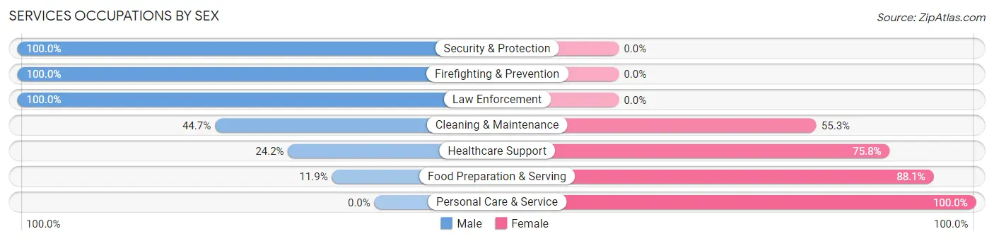 Services Occupations by Sex in Mars Hill