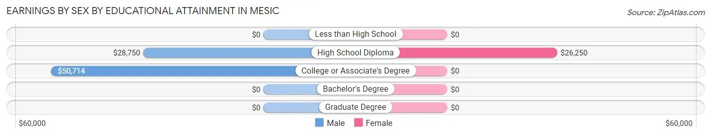 Earnings by Sex by Educational Attainment in Mesic