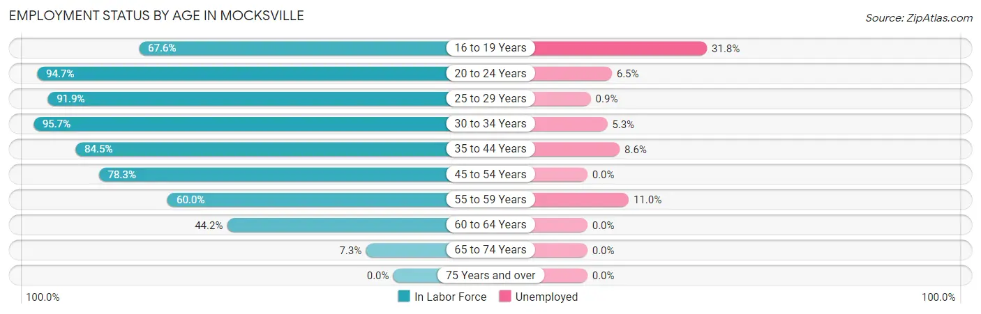Employment Status by Age in Mocksville