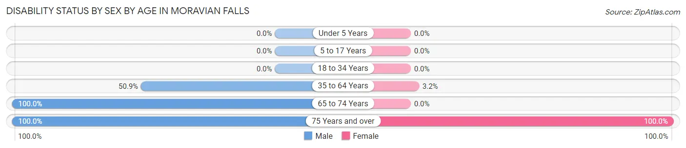 Disability Status by Sex by Age in Moravian Falls