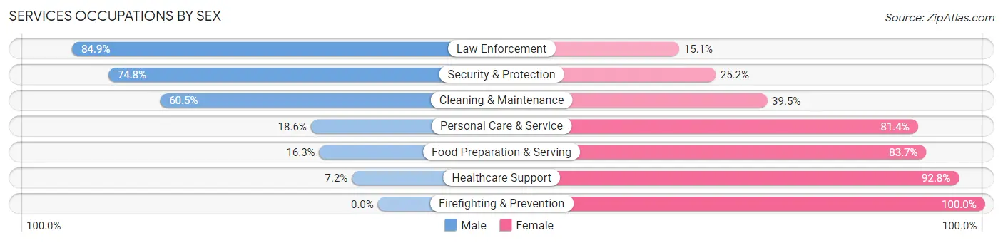 Services Occupations by Sex in Morganton