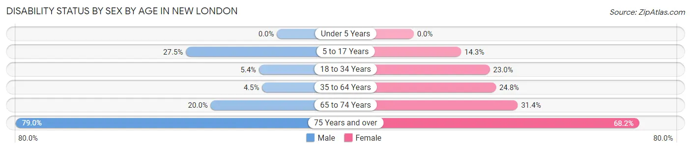 Disability Status by Sex by Age in New London