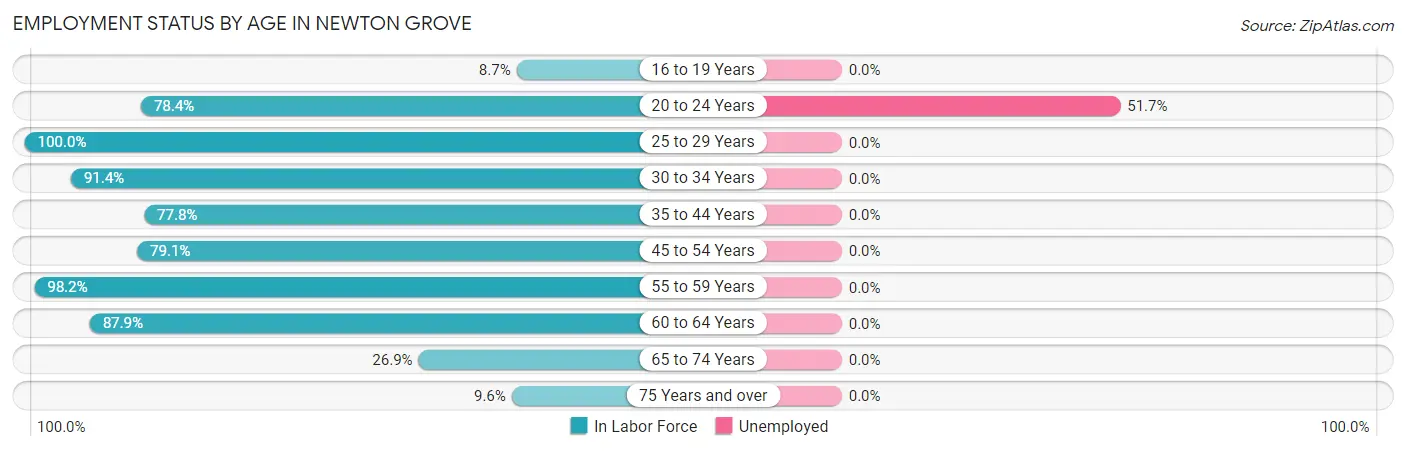 Employment Status by Age in Newton Grove