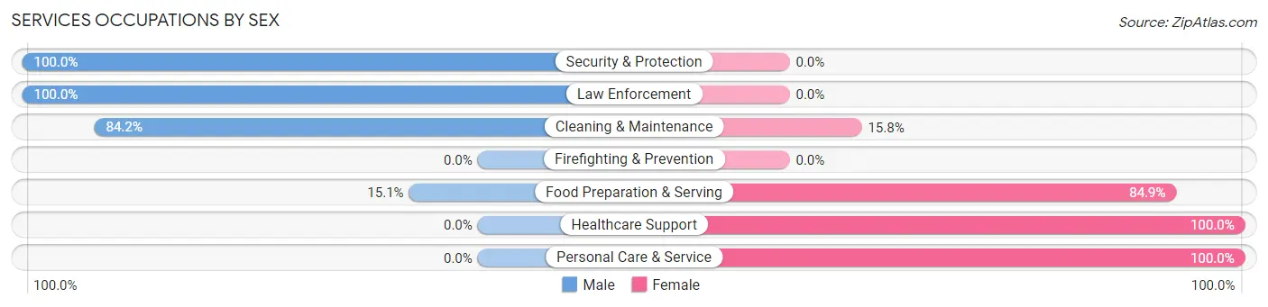 Services Occupations by Sex in Newton
