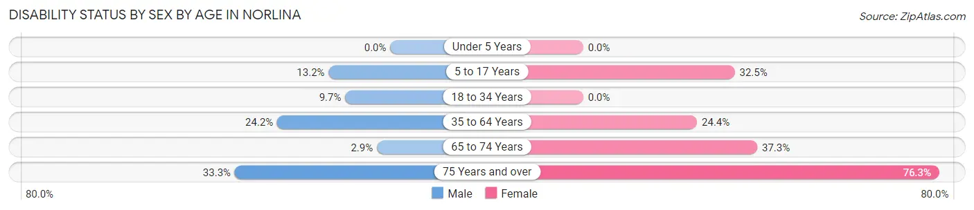 Disability Status by Sex by Age in Norlina