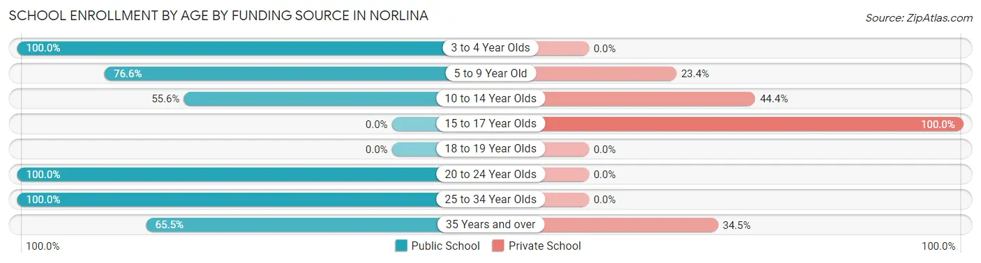 School Enrollment by Age by Funding Source in Norlina