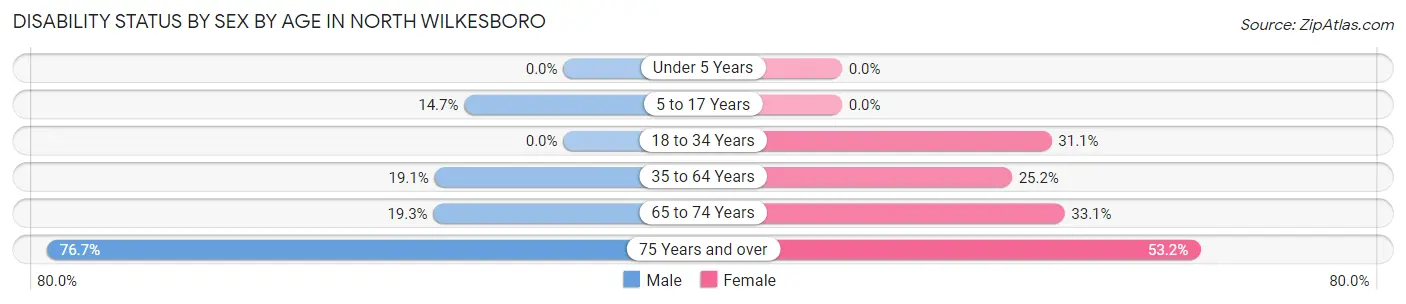 Disability Status by Sex by Age in North Wilkesboro