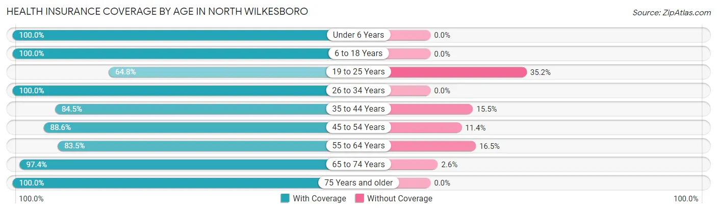 Health Insurance Coverage by Age in North Wilkesboro