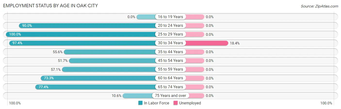 Employment Status by Age in Oak City