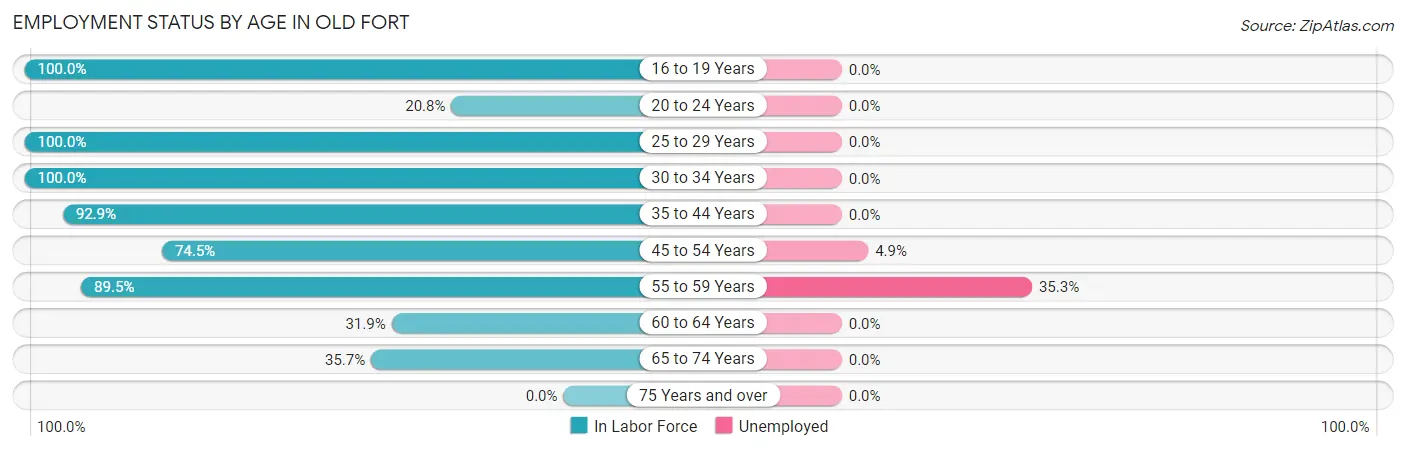 Employment Status by Age in Old Fort