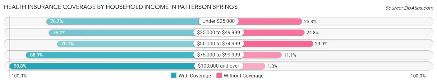 Health Insurance Coverage by Household Income in Patterson Springs