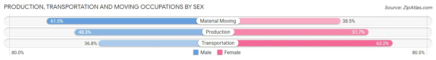 Production, Transportation and Moving Occupations by Sex in Pembroke