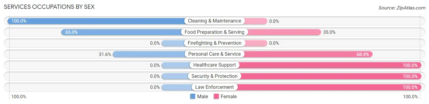 Services Occupations by Sex in Pilot Mountain