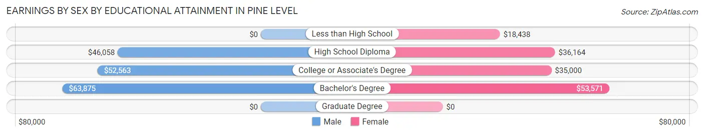 Earnings by Sex by Educational Attainment in Pine Level