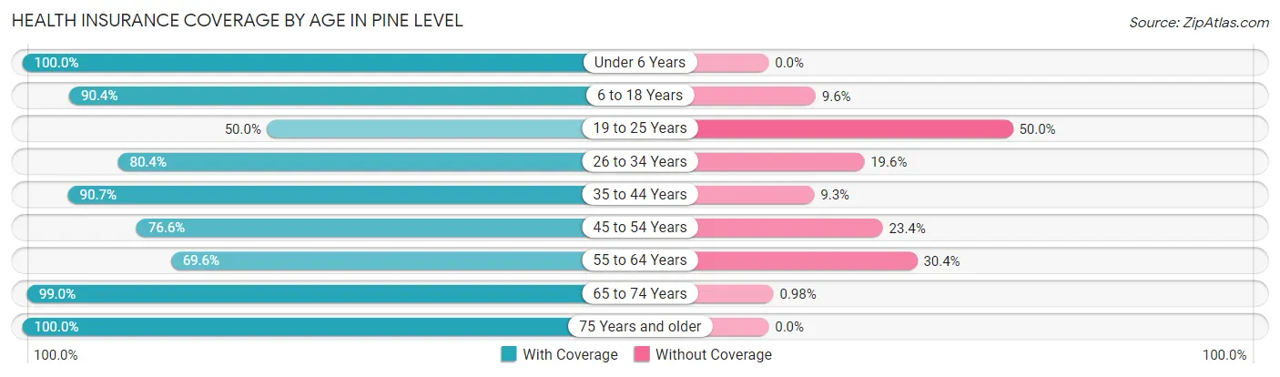 Health Insurance Coverage by Age in Pine Level