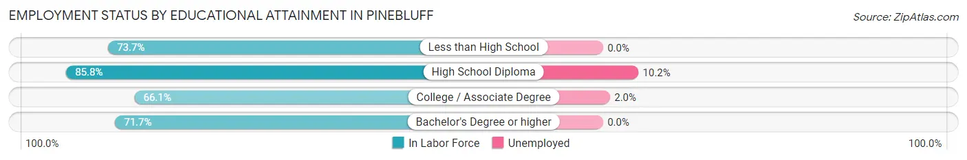 Employment Status by Educational Attainment in Pinebluff