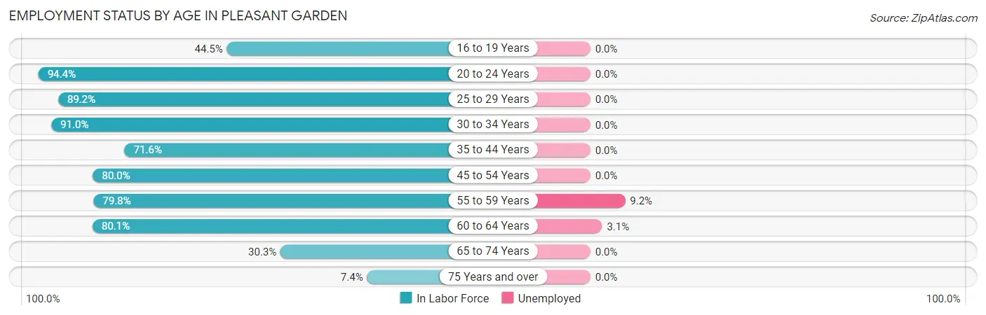 Employment Status by Age in Pleasant Garden