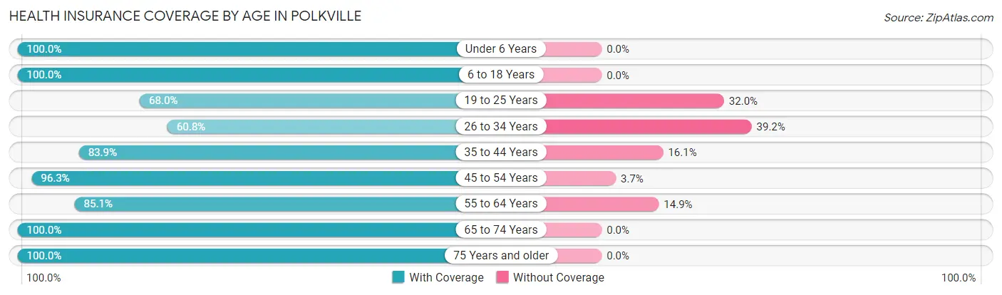 Health Insurance Coverage by Age in Polkville