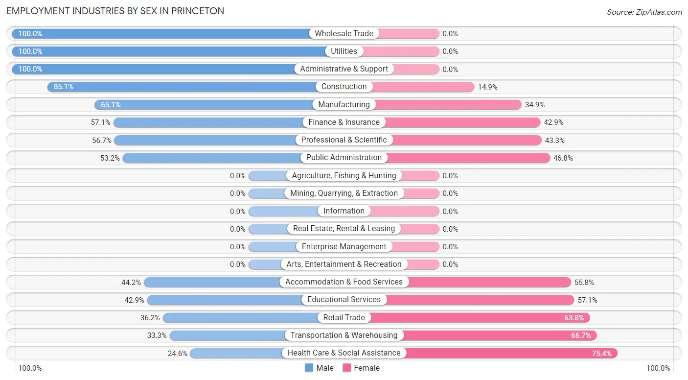 Employment Industries by Sex in Princeton