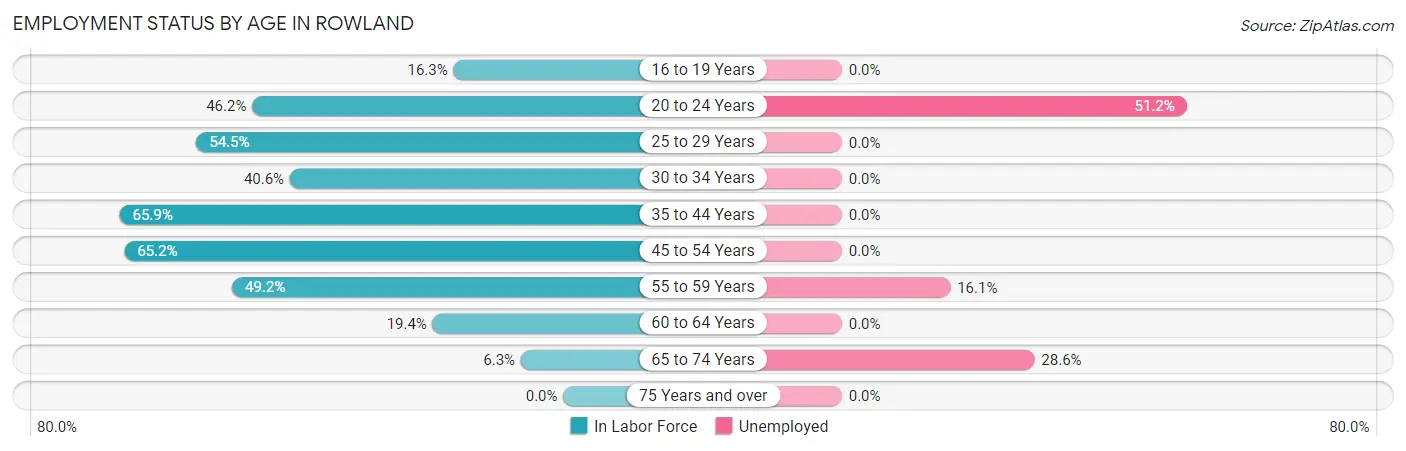 Employment Status by Age in Rowland