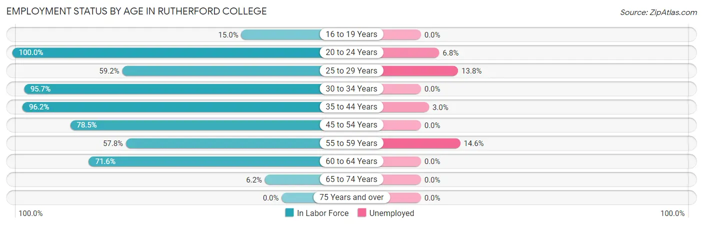Employment Status by Age in Rutherford College
