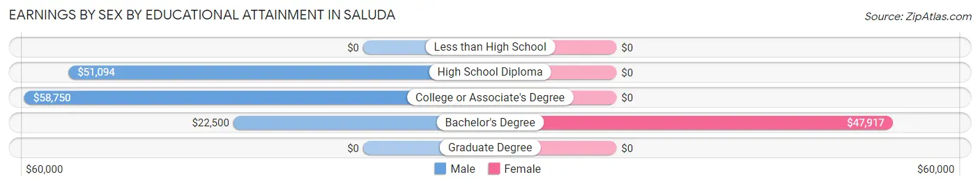 Earnings by Sex by Educational Attainment in Saluda