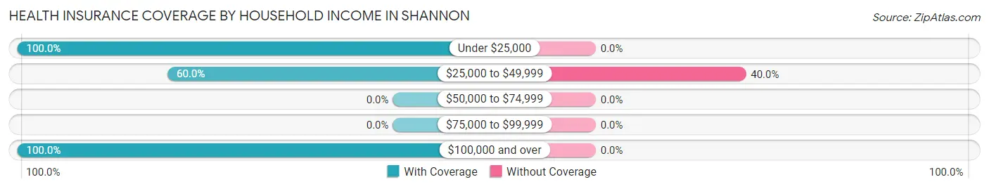 Health Insurance Coverage by Household Income in Shannon