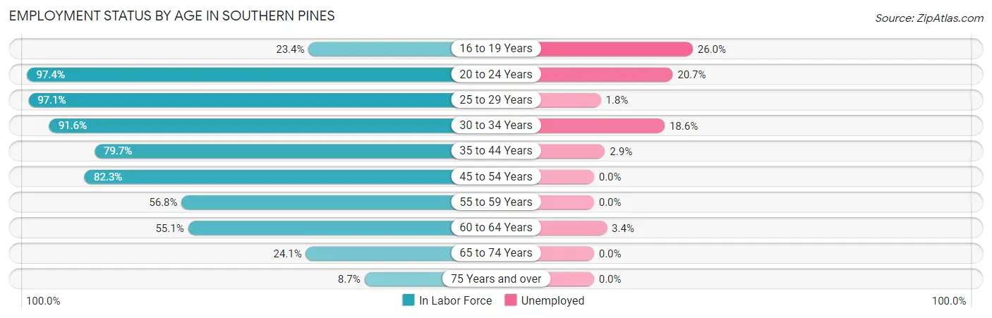 Employment Status by Age in Southern Pines