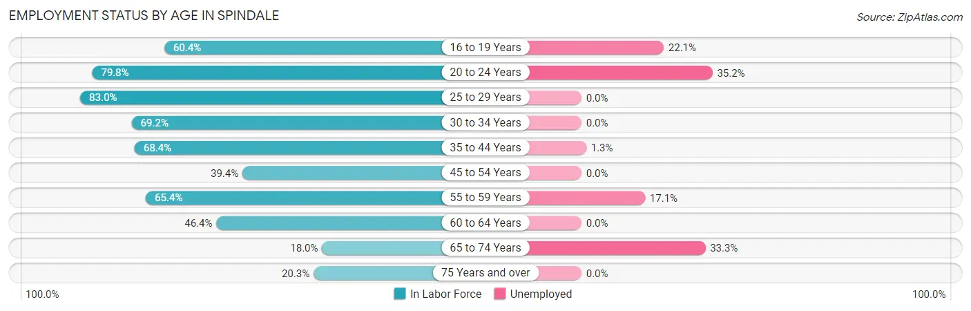 Employment Status by Age in Spindale