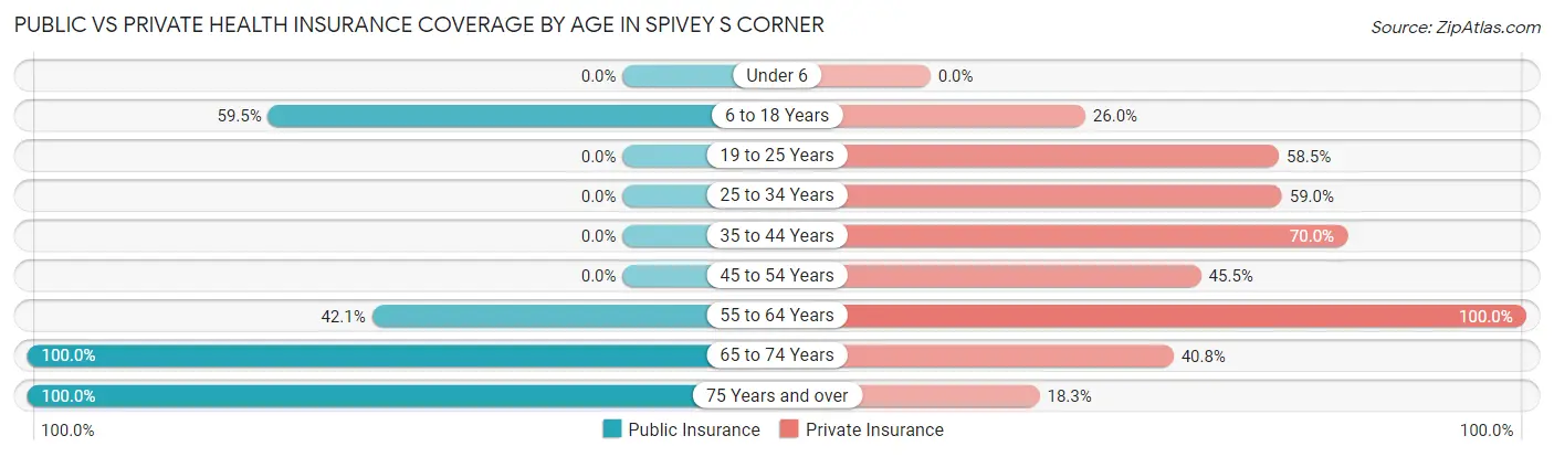 Public vs Private Health Insurance Coverage by Age in Spivey s Corner
