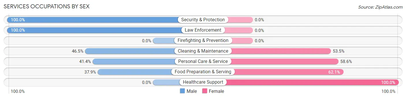 Services Occupations by Sex in Spruce Pine