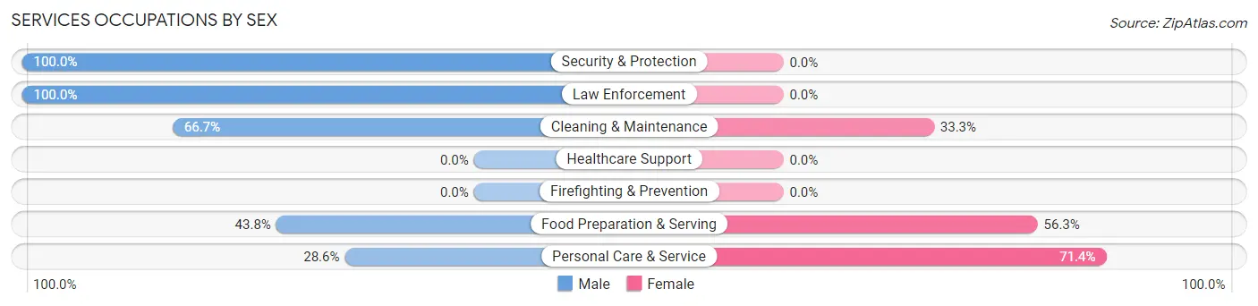 Services Occupations by Sex in St Helena