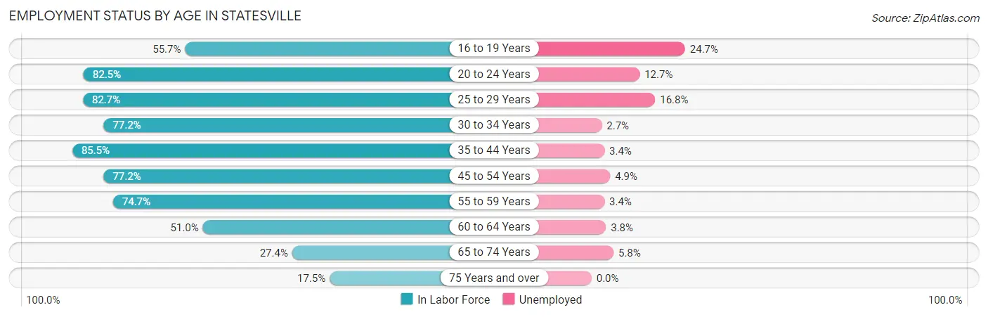 Employment Status by Age in Statesville