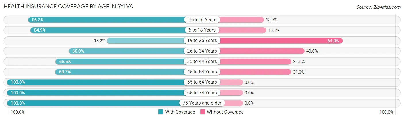 Health Insurance Coverage by Age in Sylva