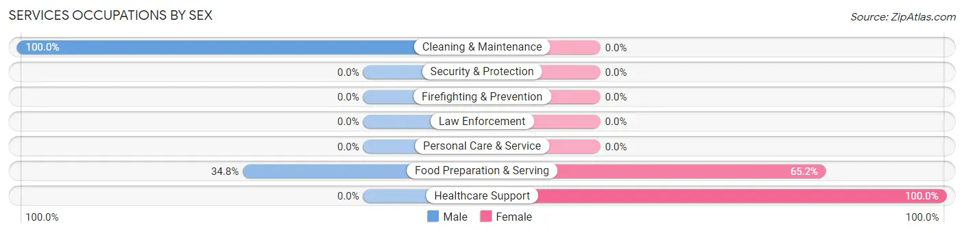 Services Occupations by Sex in Topsail Beach